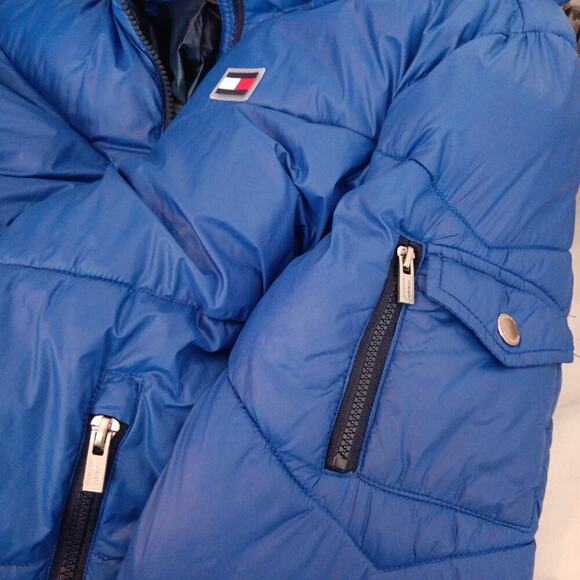 Tommy Hilfiger Puffer Jacket/Coat Womens Small Aspen Blue Hooded Logo Ski Winter - Picture 15 of 16
